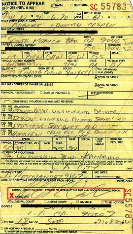 bob2 speeding ticket california highway partol ticket dated 1991 bob2 ...